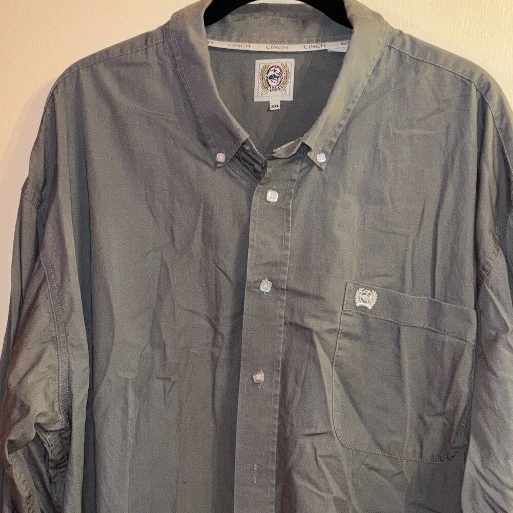Men's Cinch Solid Grey Long Sleeve Button Down - image 2